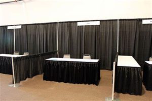 trade show booth with 3 ft side drape