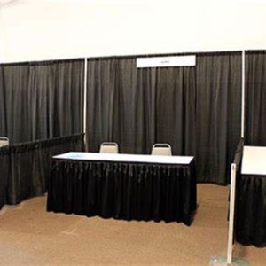 trade show booth with 3 ft side drape