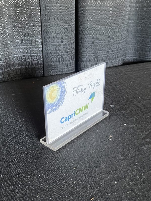 Acrylic table display sign 6x4