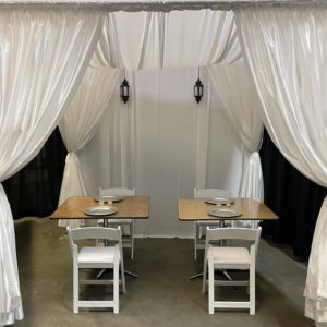 wedding canopy with swag top with top and tables