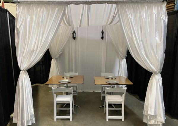 wedding canopy with swag top with top and tables