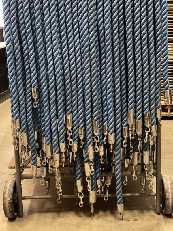 blue braided stanchion rope