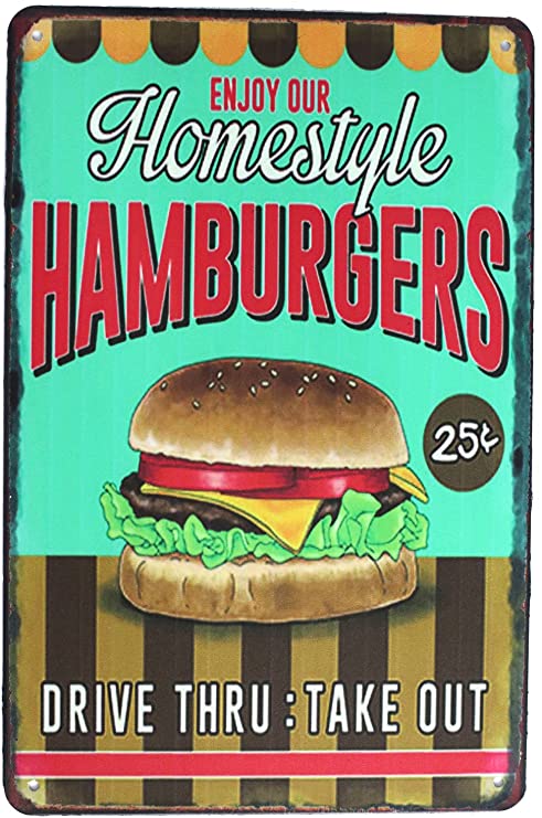 homestyle hamburgers vintage sign