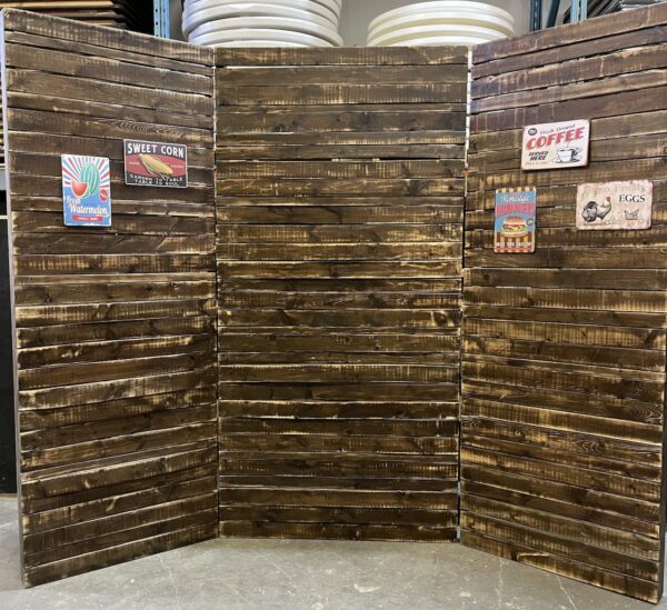 wood backdrop with vintage food signs