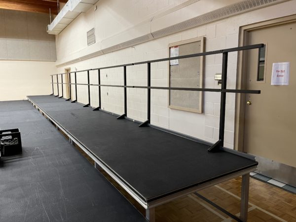 stage guard rail in use