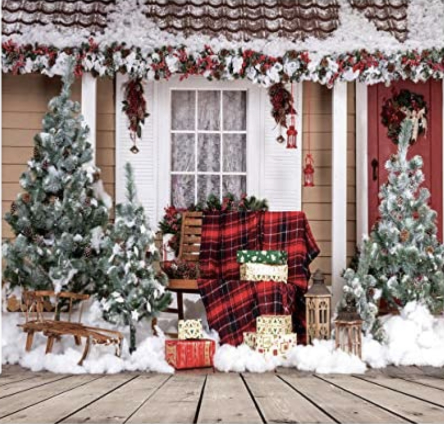 Christmas porch backdrop