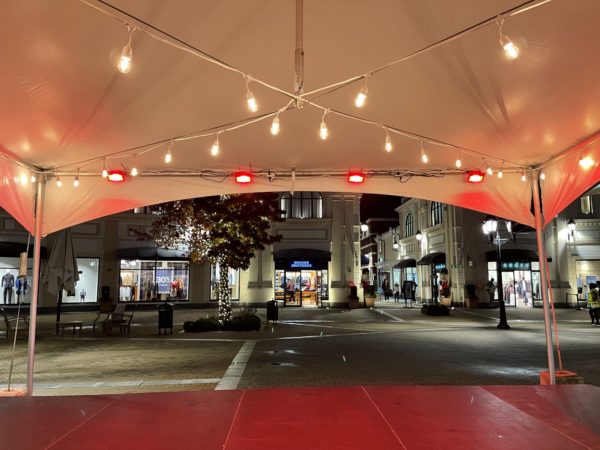 Red LED lights on stage