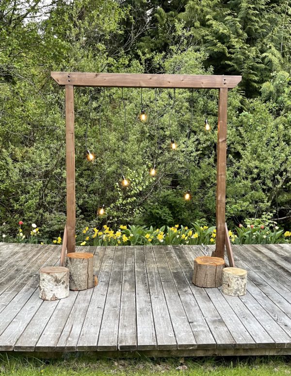 Rustic arch with lights in the afternoon