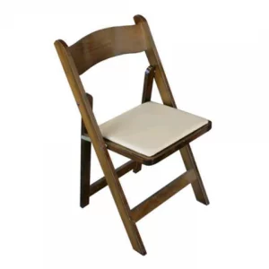 walnut chair with tan pad