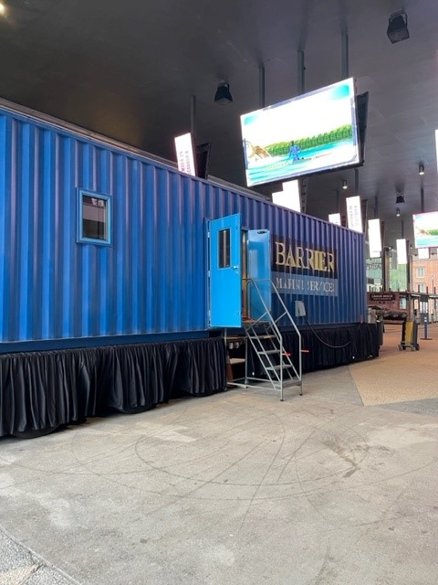 stage skirt on shipping container